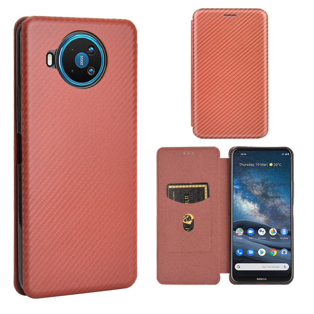 Carbon Fiber Texture Auto-absorbed Leather Shell for Nokia 8.3 5G