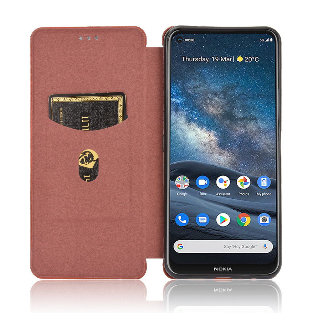 Carbon Fiber Texture Auto-absorbed Leather Shell for Nokia 8.3 5G