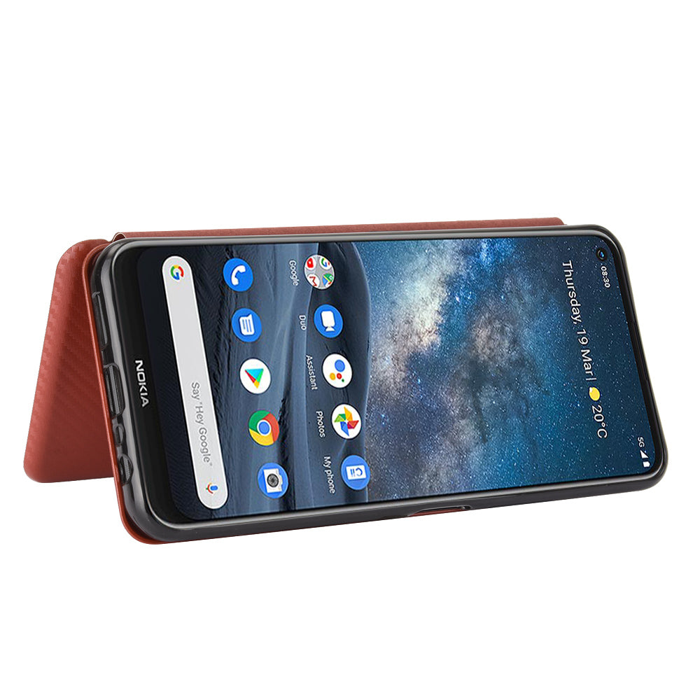 Carbon Fiber Texture Auto-absorbed Leather Shell for Nokia 8.3 5G
