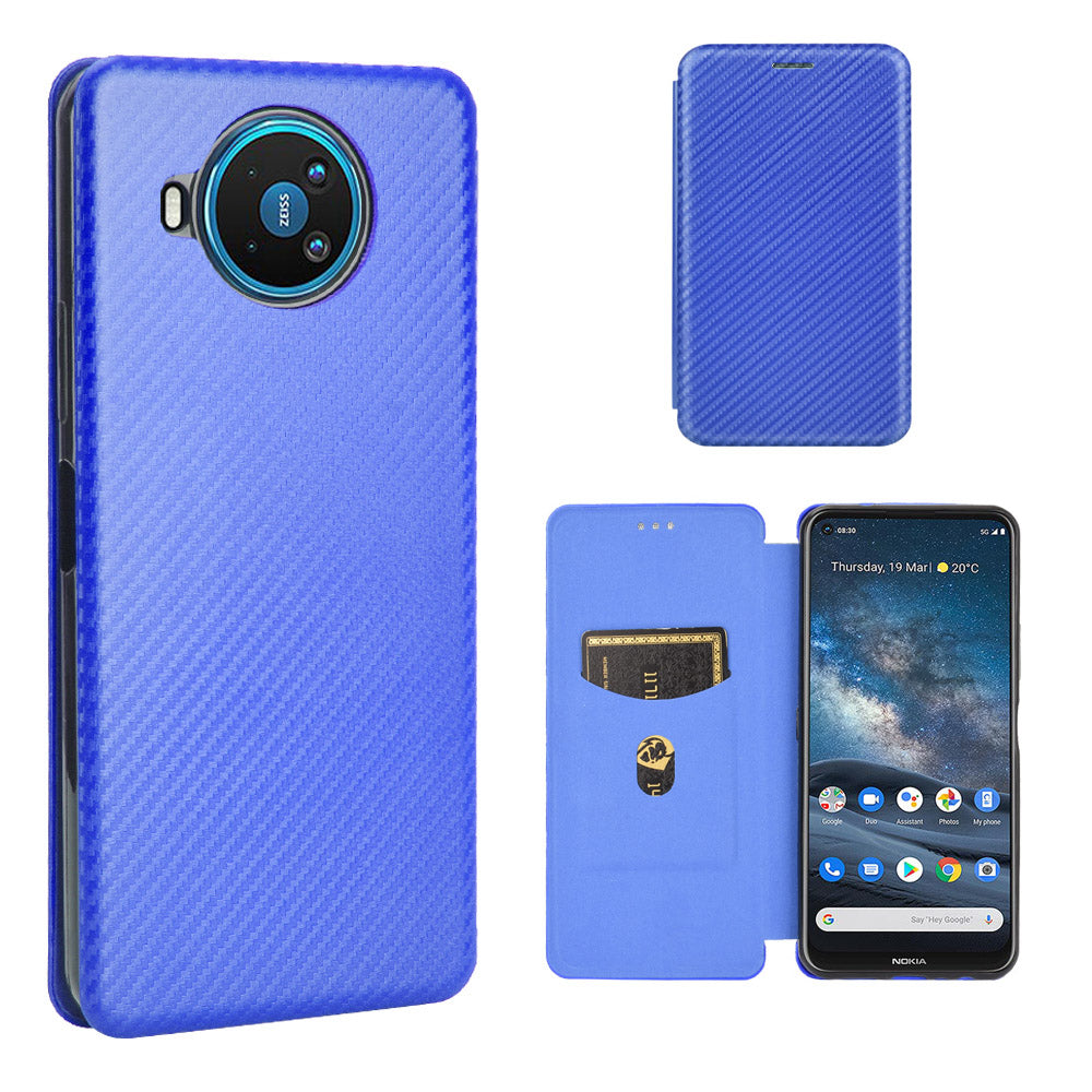 Carbon Fiber Texture Auto-absorbed Leather Shell for Nokia 8.3 5G