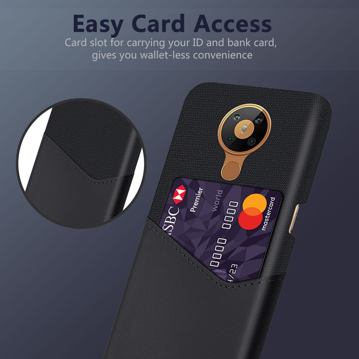 KSQ with Card Holder Cloth + PU Leather Coated PC Phone Cover for Nokia 5.3