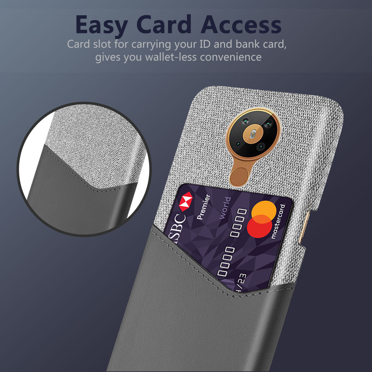 KSQ with Card Holder Cloth + PU Leather Coated PC Phone Cover for Nokia 5.3