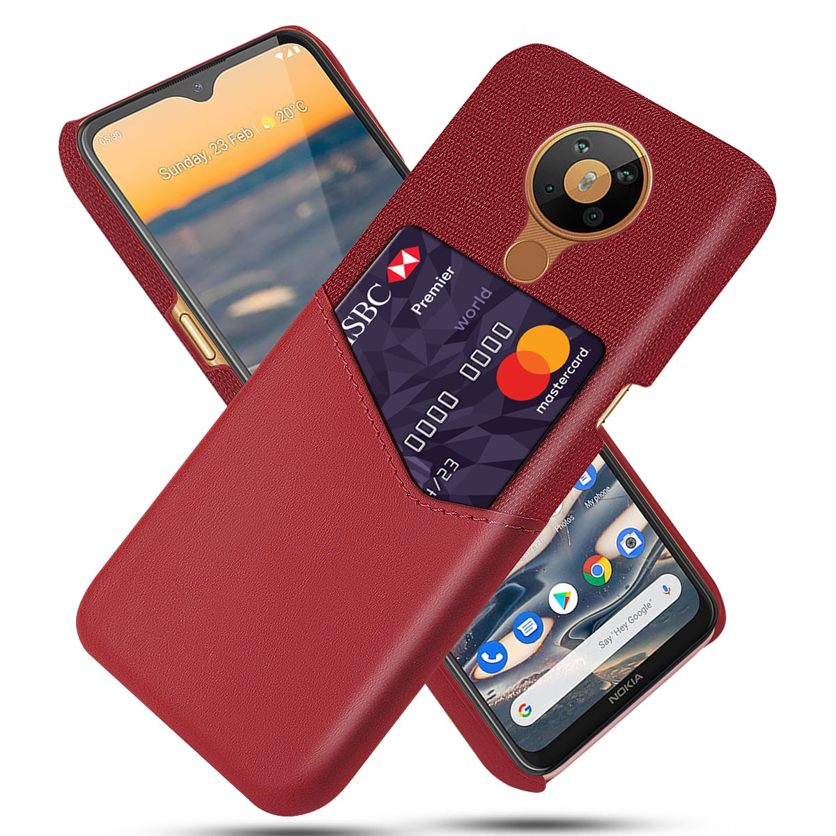KSQ with Card Holder Cloth + PU Leather Coated PC Phone Cover for Nokia 5.3