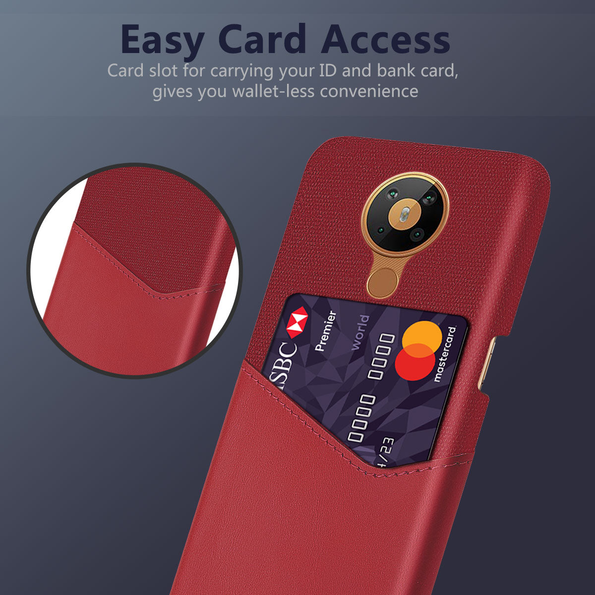 KSQ with Card Holder Cloth + PU Leather Coated PC Phone Cover for Nokia 5.3