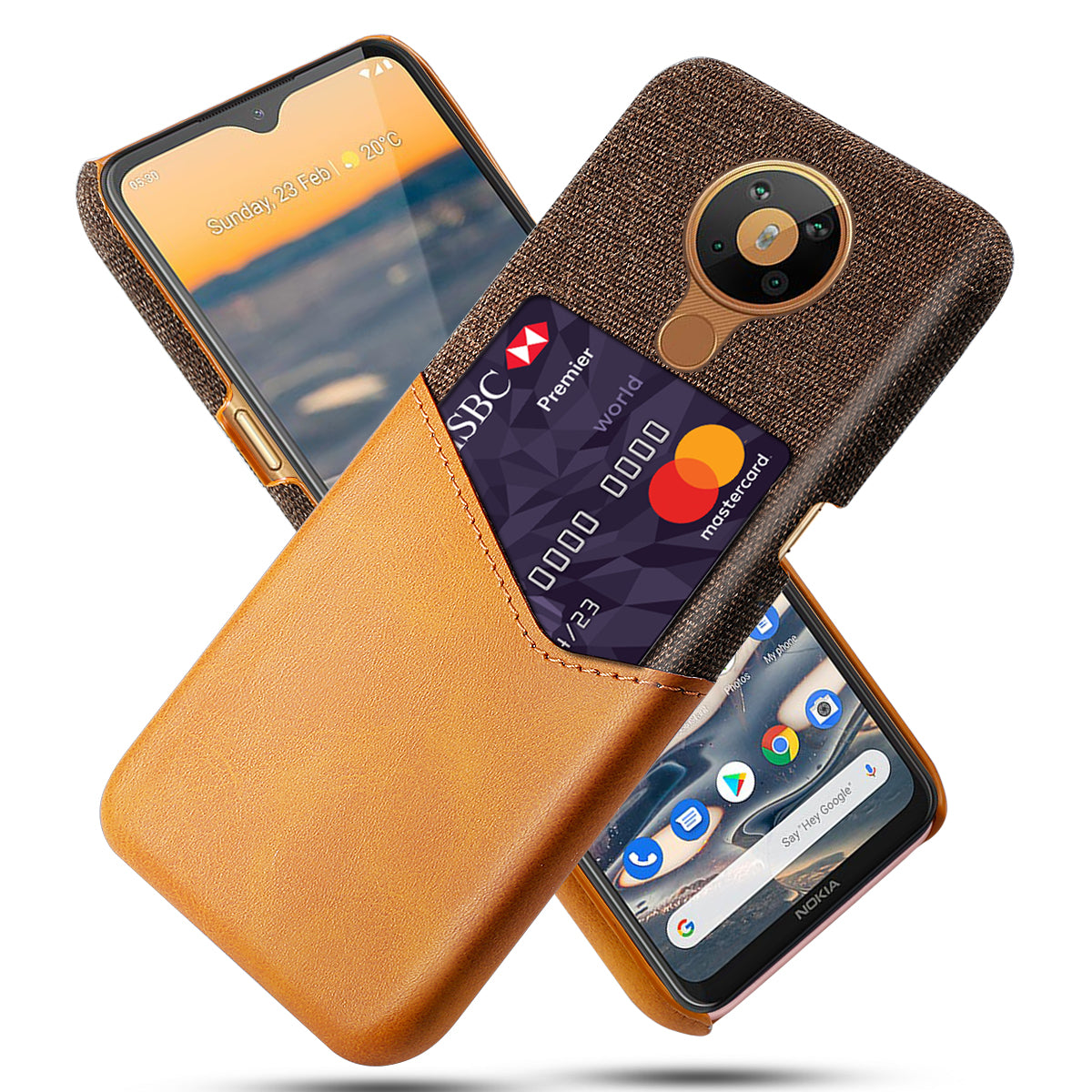 KSQ with Card Holder Cloth + PU Leather Coated PC Phone Cover for Nokia 5.3