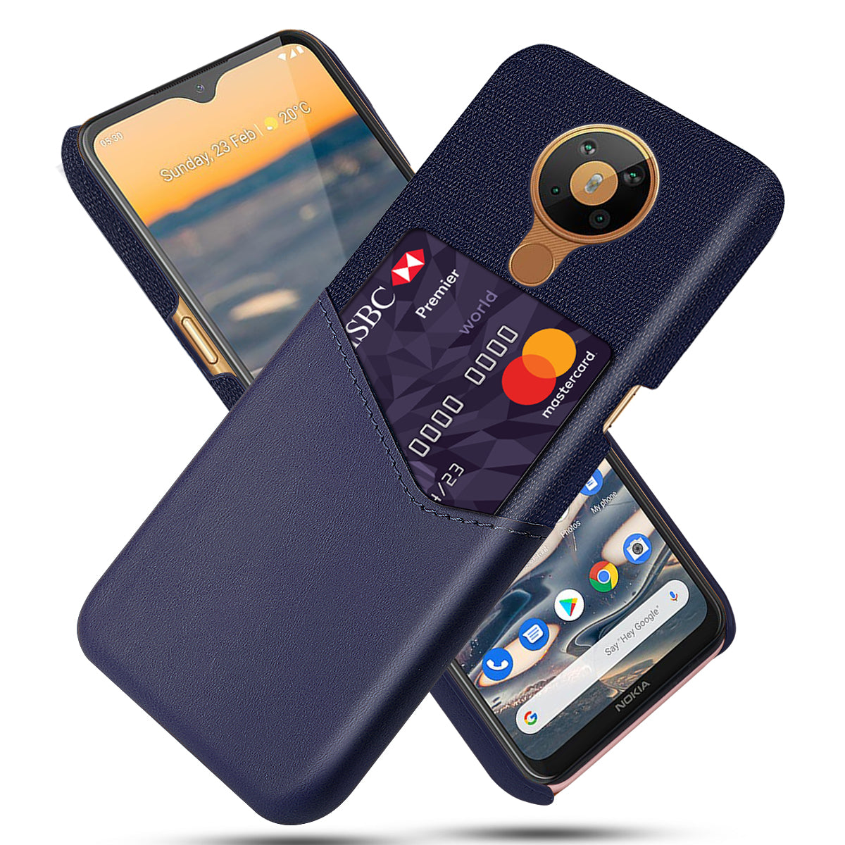 KSQ with Card Holder Cloth + PU Leather Coated PC Phone Cover for Nokia 5.3