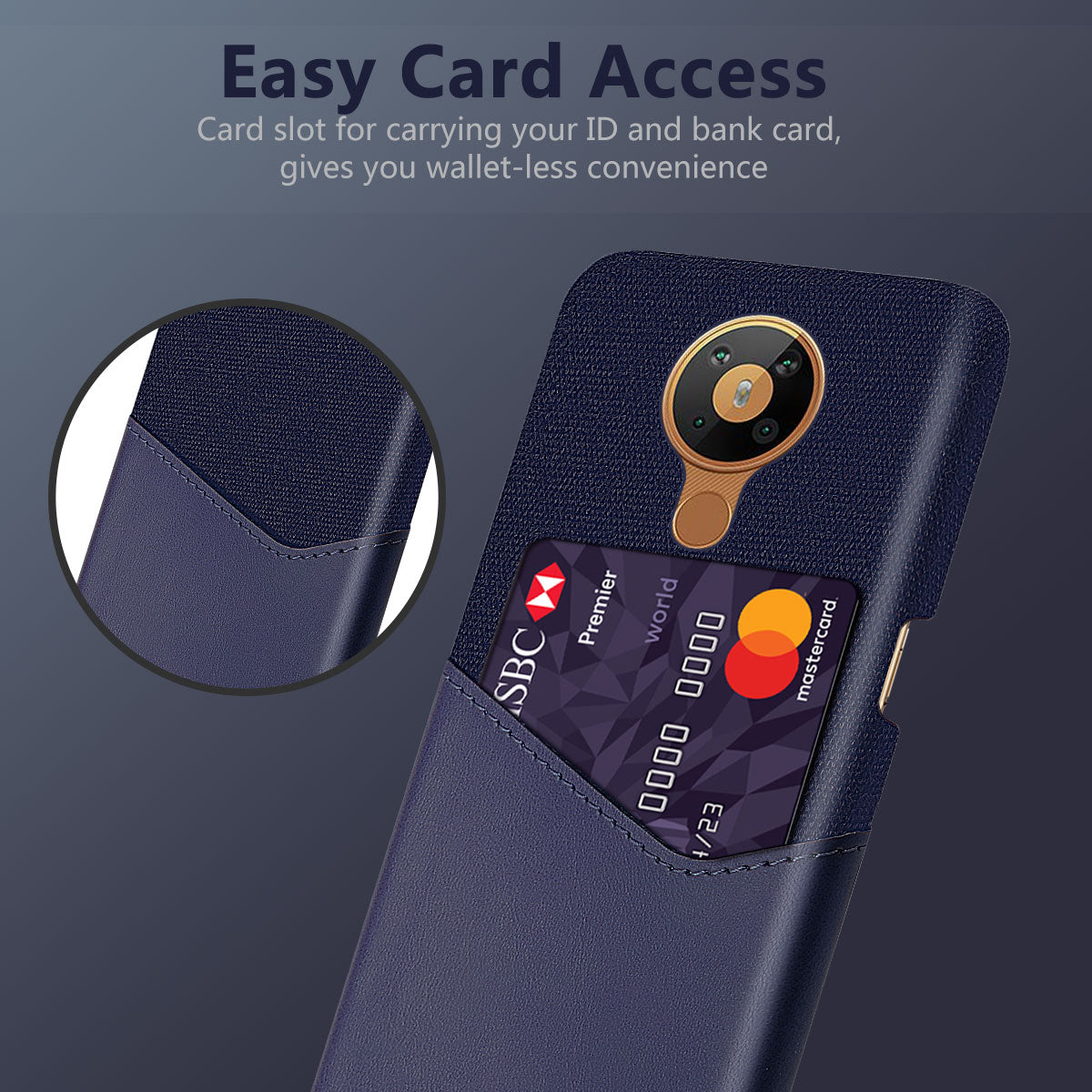 KSQ with Card Holder Cloth + PU Leather Coated PC Phone Cover for Nokia 5.3