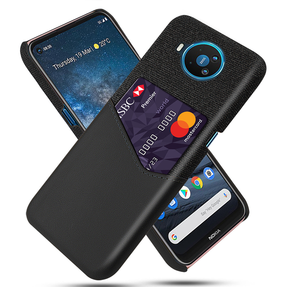 KSQ Card Holder Cloth + PU Leather Coated PC Back Cover for Nokia 8.3 5G