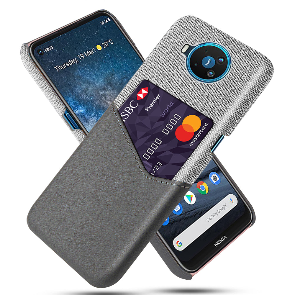 KSQ Card Holder Cloth + PU Leather Coated PC Back Cover for Nokia 8.3 5G