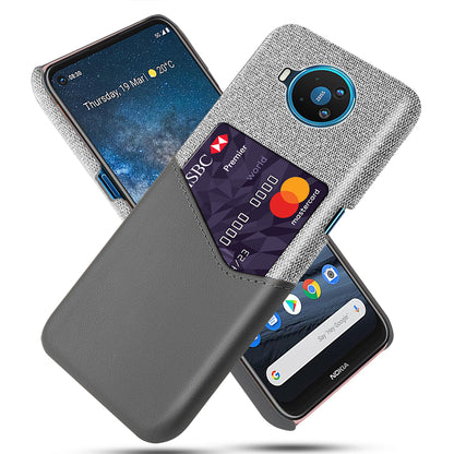KSQ Card Holder Cloth + PU Leather Coated PC Back Cover for Nokia 8.3 5G