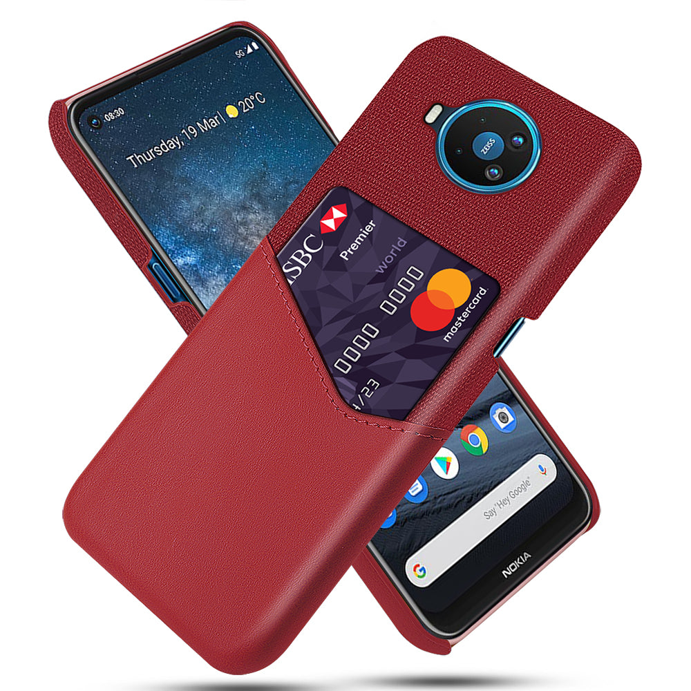 KSQ Card Holder Cloth + PU Leather Coated PC Back Cover for Nokia 8.3 5G