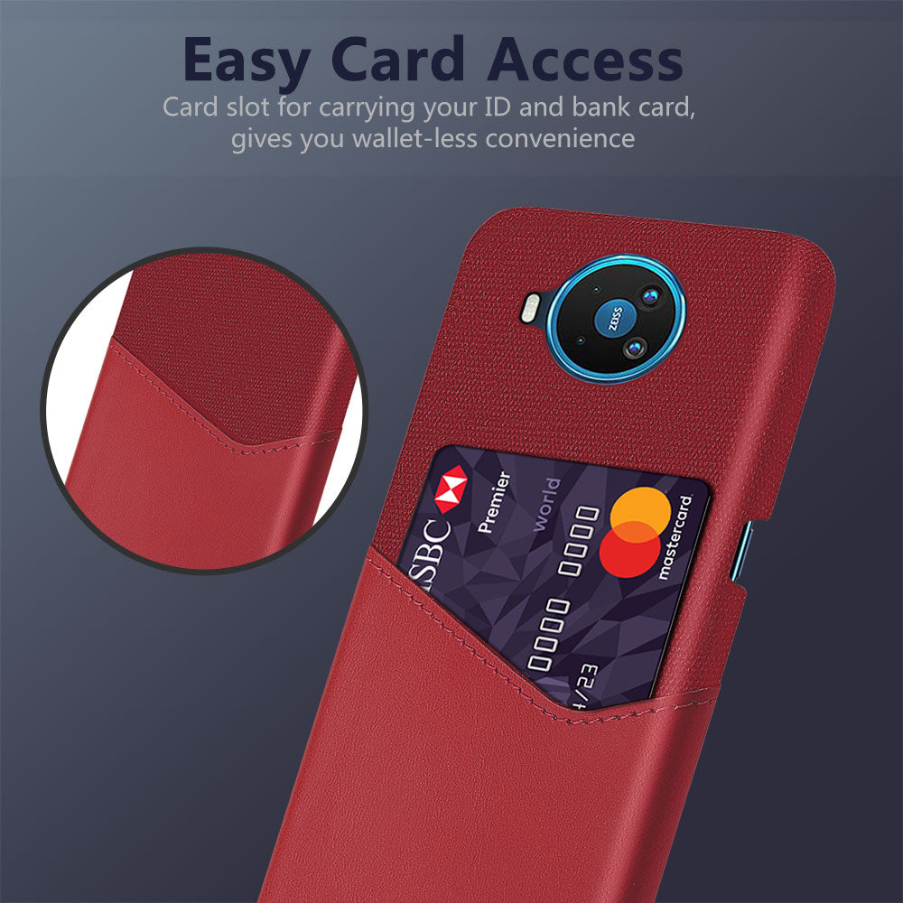 KSQ Card Holder Cloth + PU Leather Coated PC Back Cover for Nokia 8.3 5G