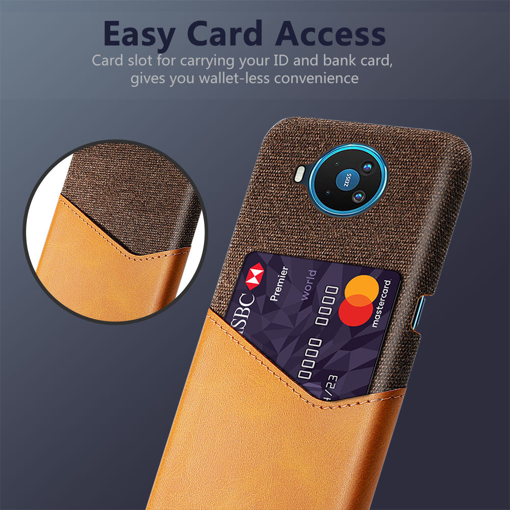 KSQ Card Holder Cloth + PU Leather Coated PC Back Cover for Nokia 8.3 5G