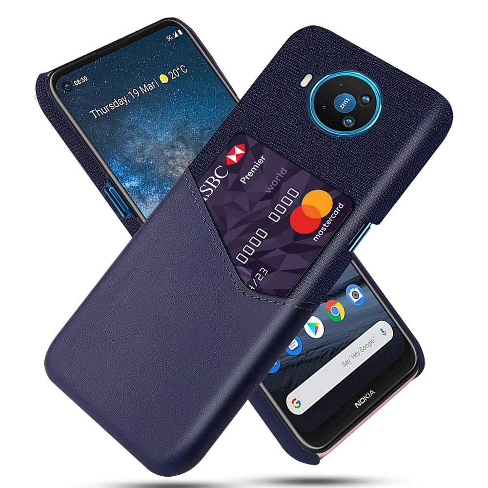 KSQ Card Holder Cloth + PU Leather Coated PC Back Cover for Nokia 8.3 5G