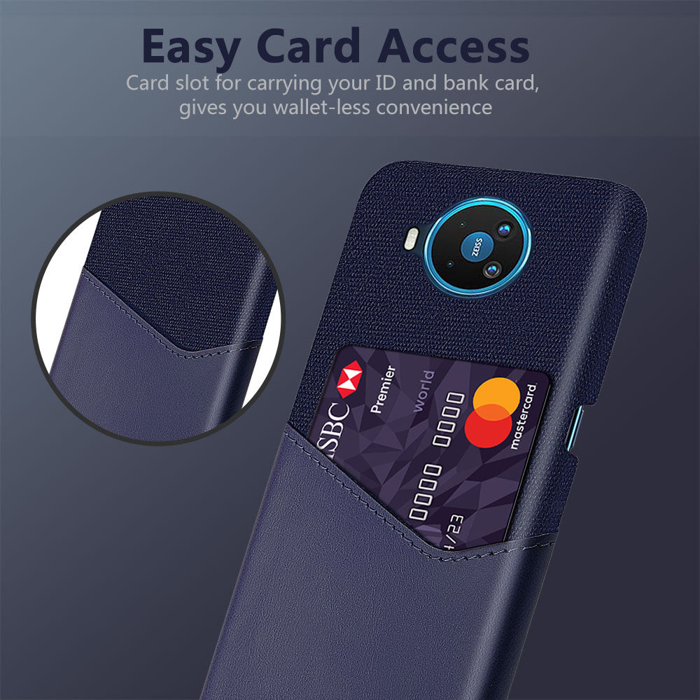 KSQ Card Holder Cloth + PU Leather Coated PC Back Cover for Nokia 8.3 5G