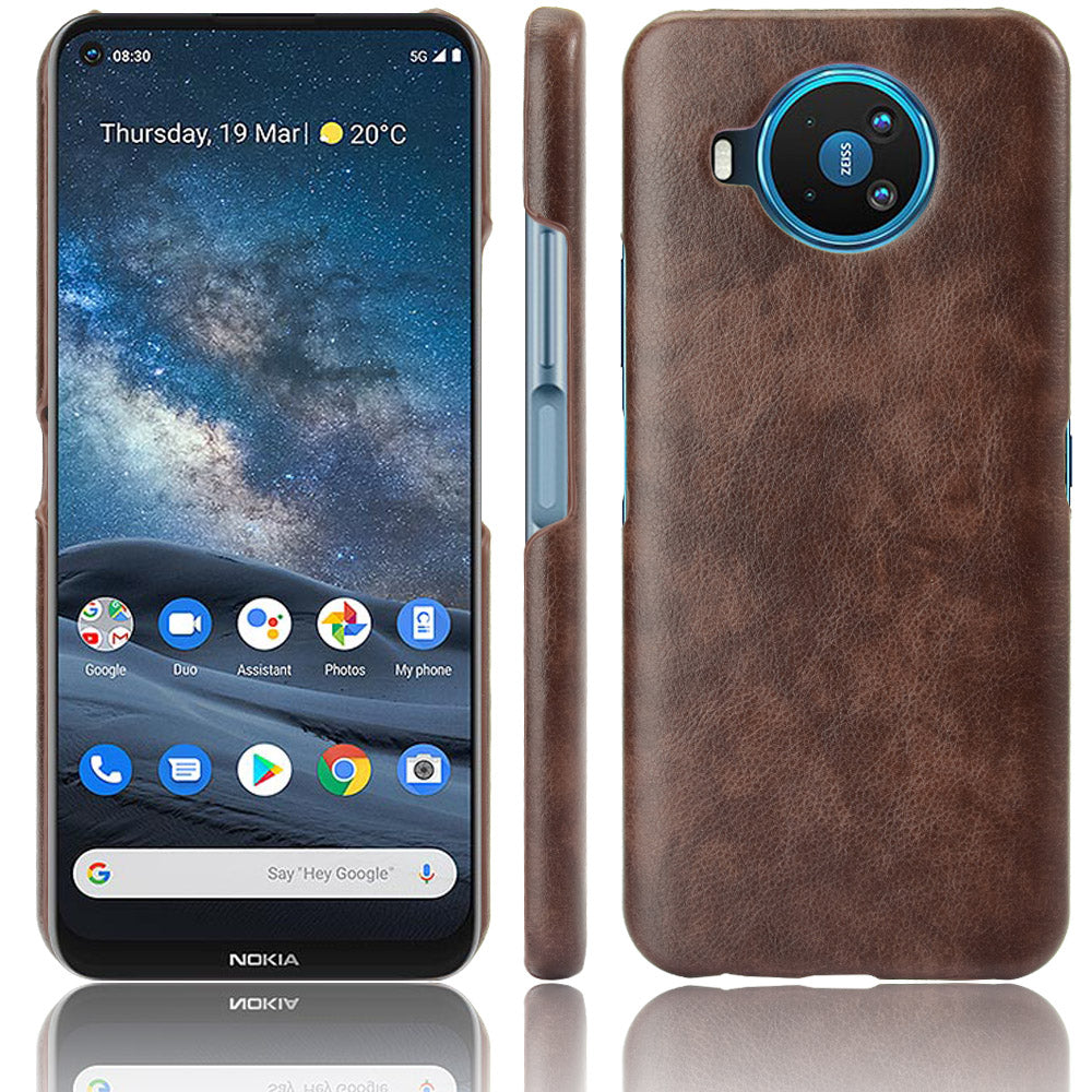 Litchi Skin Leather Coated PC Phone Shell for Nokia 8.3 5G