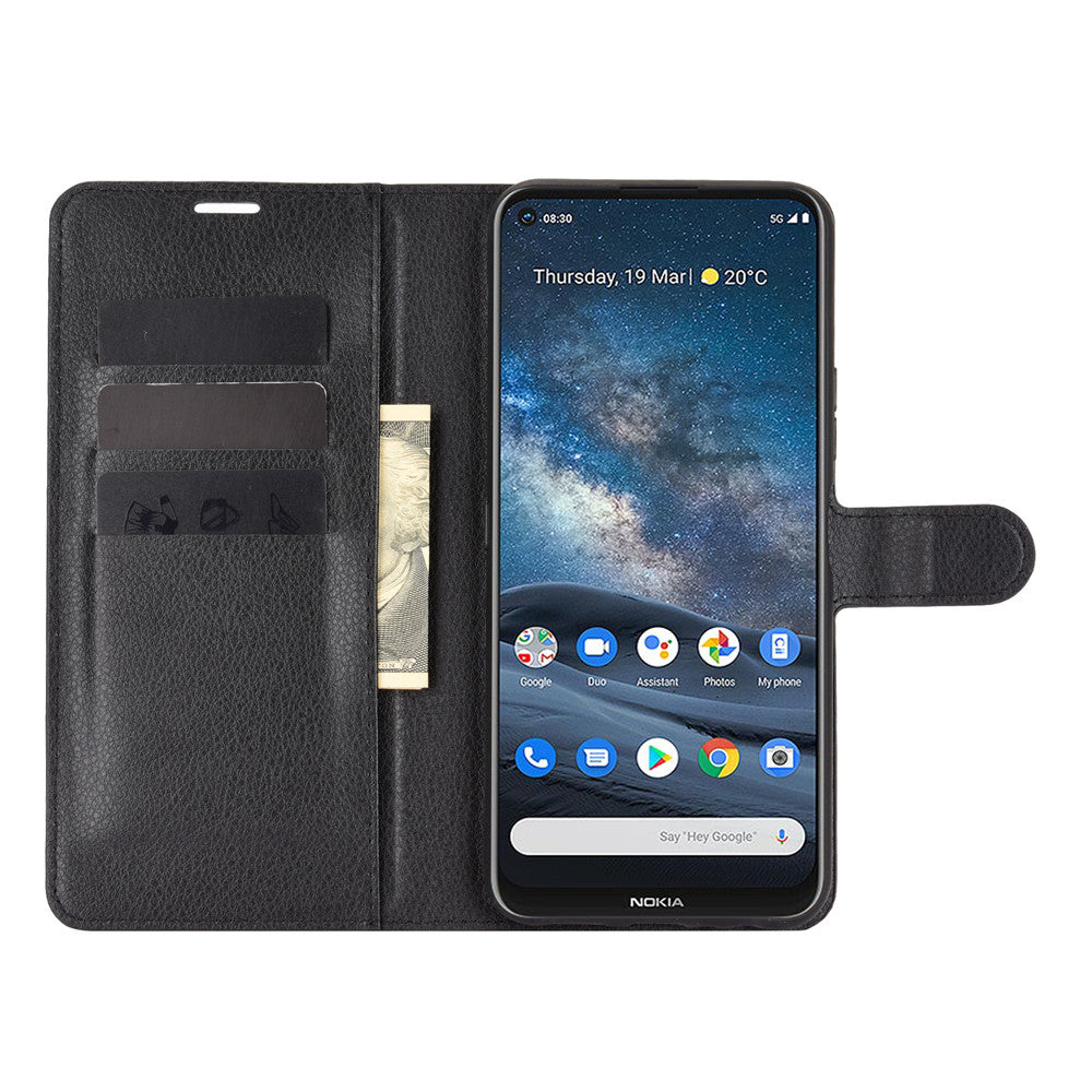 Litchi Texture Leather Wallet Cell Phone Protective Case for Nokia 8.3 5G