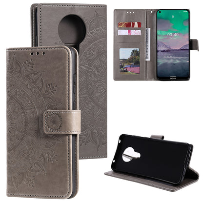 Imprint Flower Leather Wallet Stand Case for Nokia 3.4