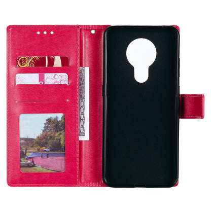 Imprint Flower Leather Wallet Stand Case for Nokia 3.4