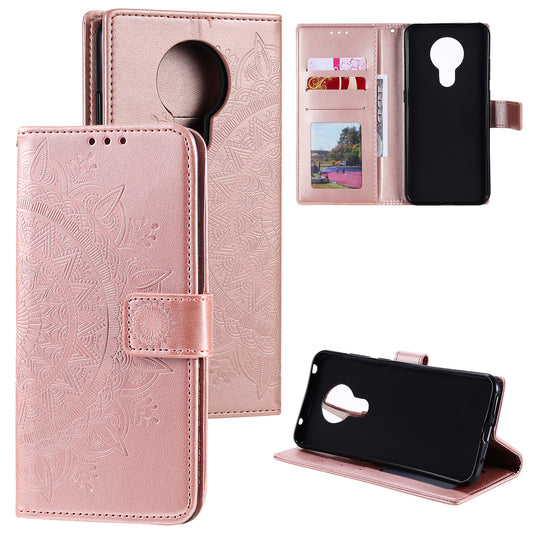 Imprint Flower Leather Wallet Stand Case for Nokia 3.4