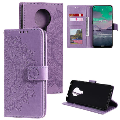 Imprint Flower Leather Wallet Stand Case for Nokia 3.4