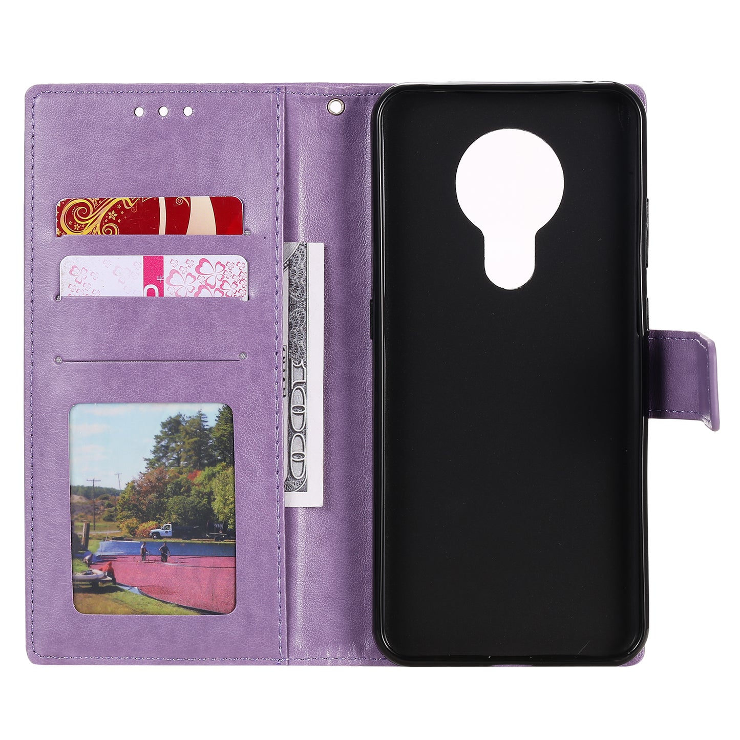 Imprint Flower Leather Wallet Stand Case for Nokia 3.4