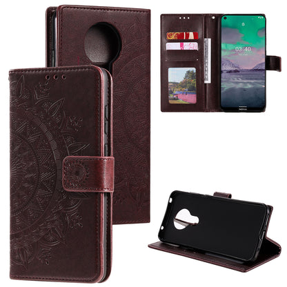 Imprint Flower Leather Wallet Stand Case for Nokia 3.4