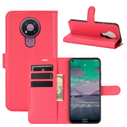 Litchi Grain Wallet Stand Leather Flip Protection Case for Nokia 3.4
