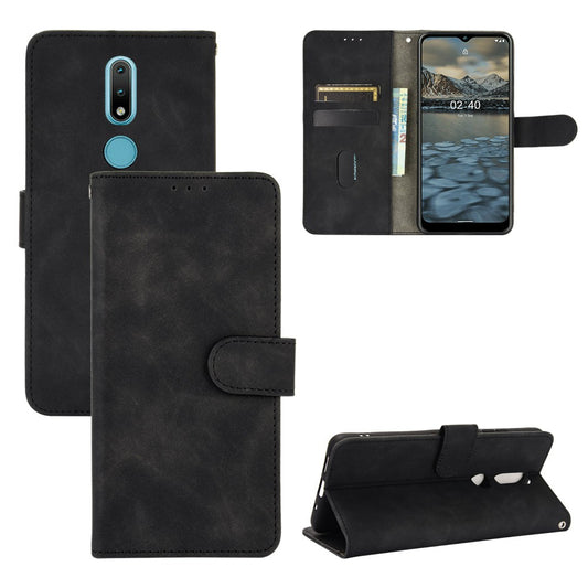 Skin-touch PU Leather Wallet Cell Phone Case for Nokia 2.4