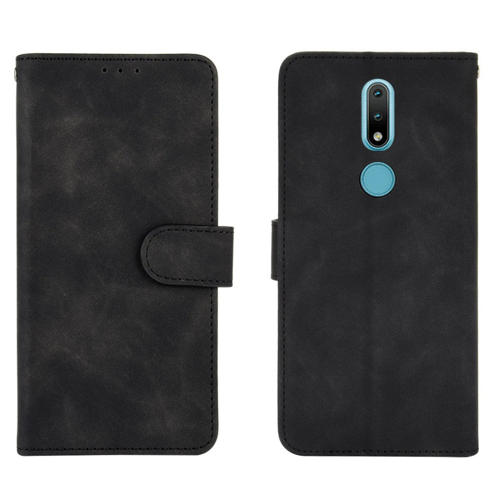Skin-touch PU Leather Wallet Cell Phone Case for Nokia 2.4