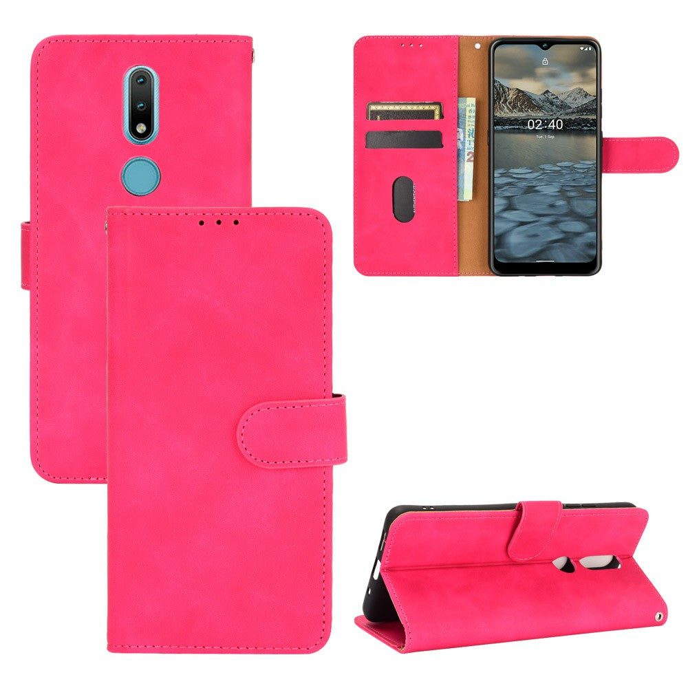Skin-touch PU Leather Wallet Cell Phone Case for Nokia 2.4