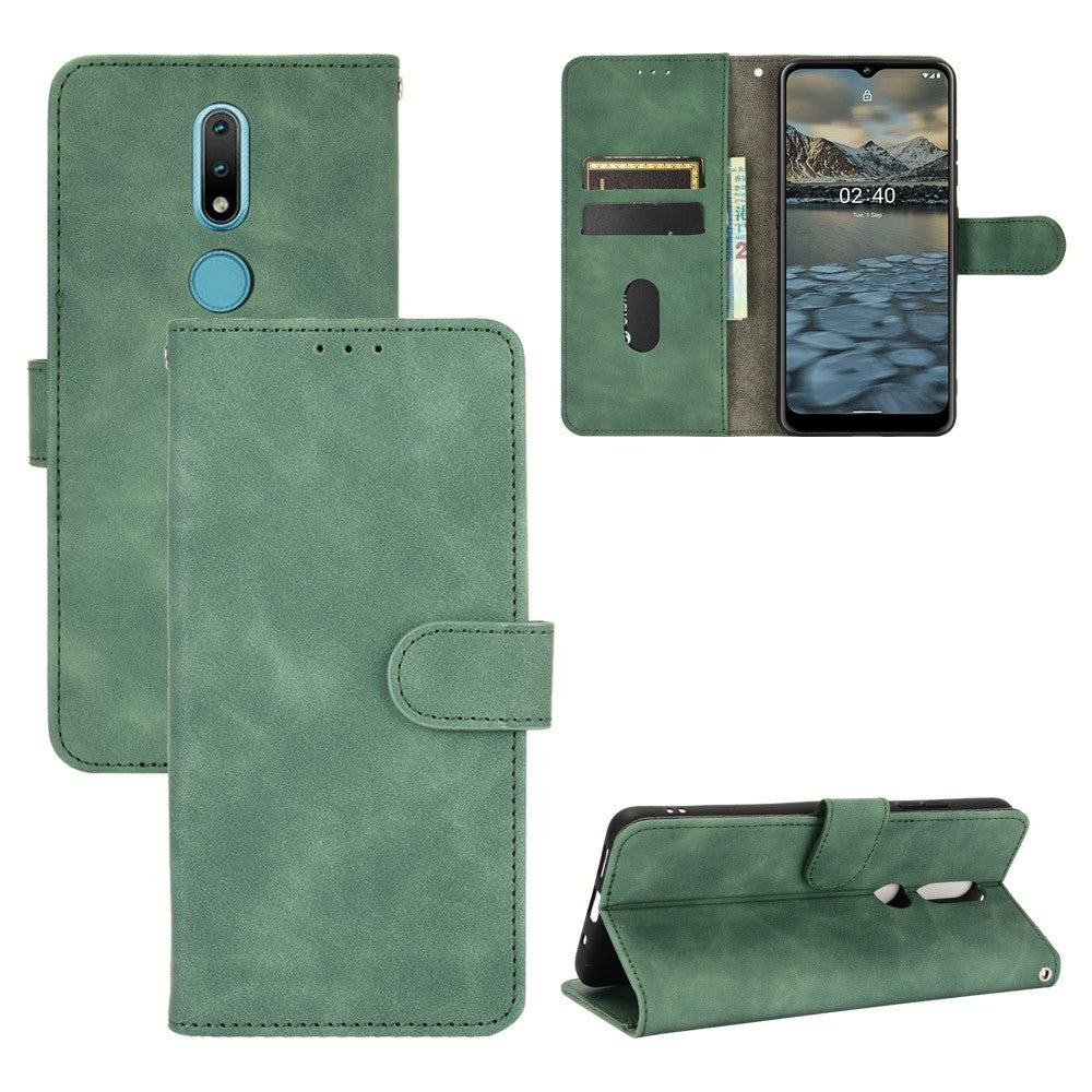 Skin-touch PU Leather Wallet Cell Phone Case for Nokia 2.4