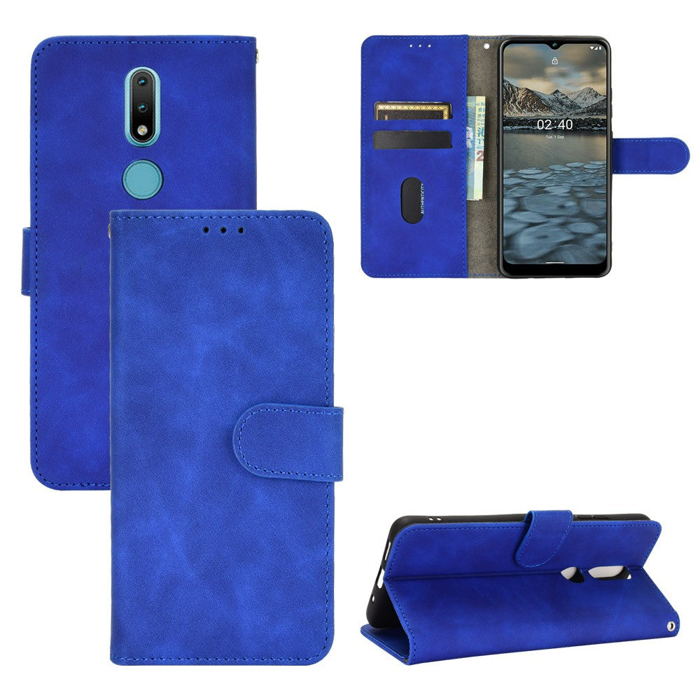 Skin-touch PU Leather Wallet Cell Phone Case for Nokia 2.4