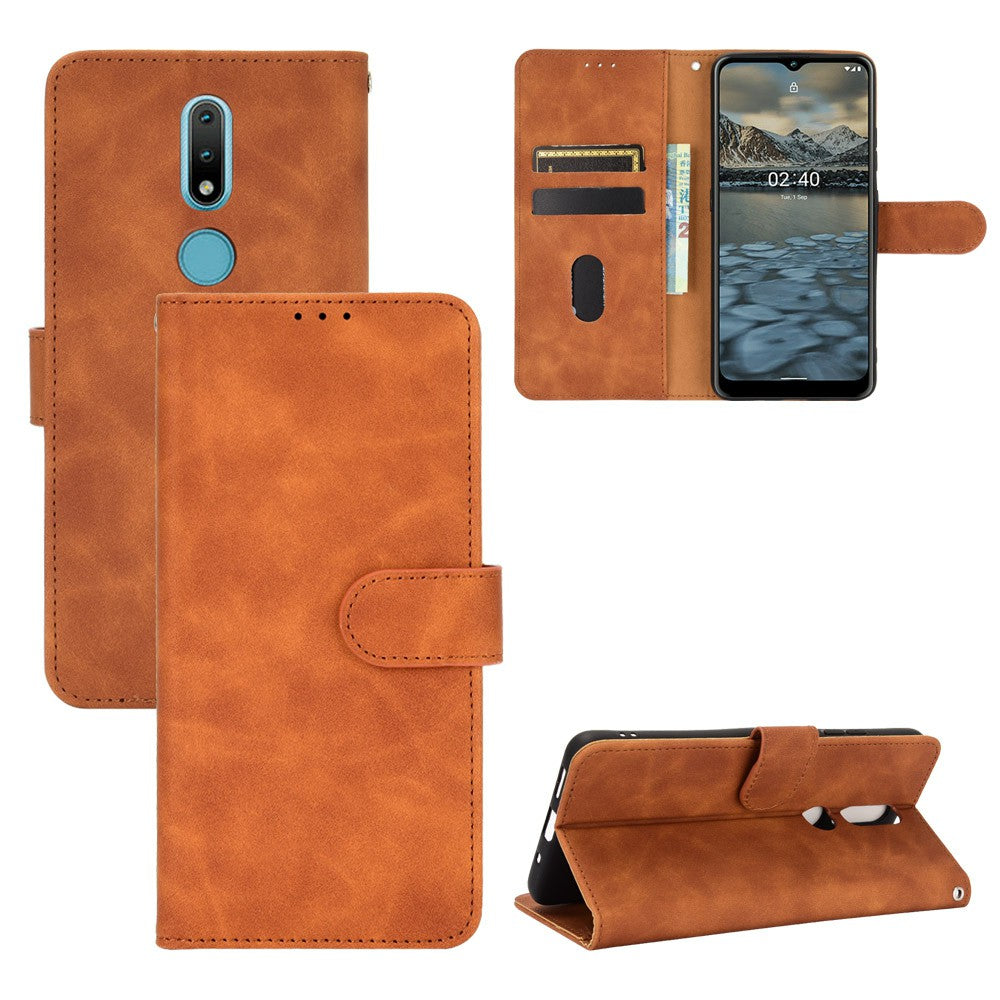 Skin-touch PU Leather Wallet Cell Phone Case for Nokia 2.4