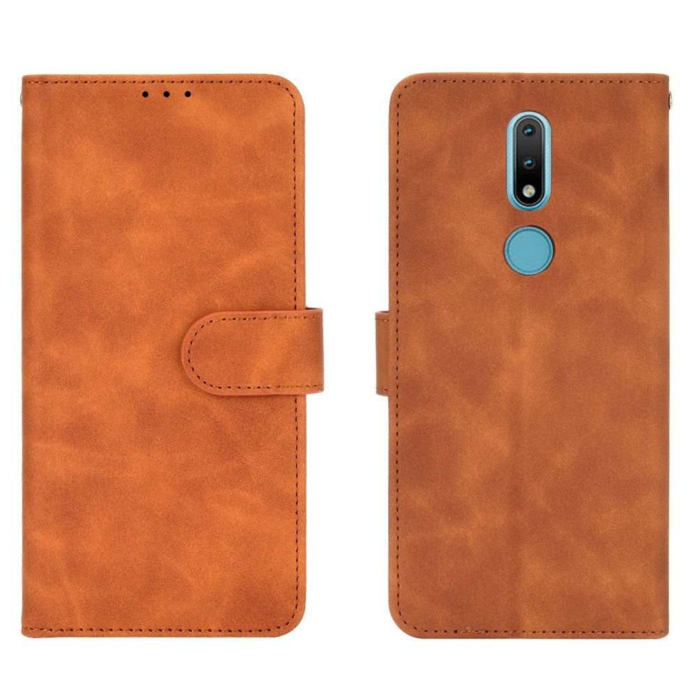 Skin-touch PU Leather Wallet Cell Phone Case for Nokia 2.4