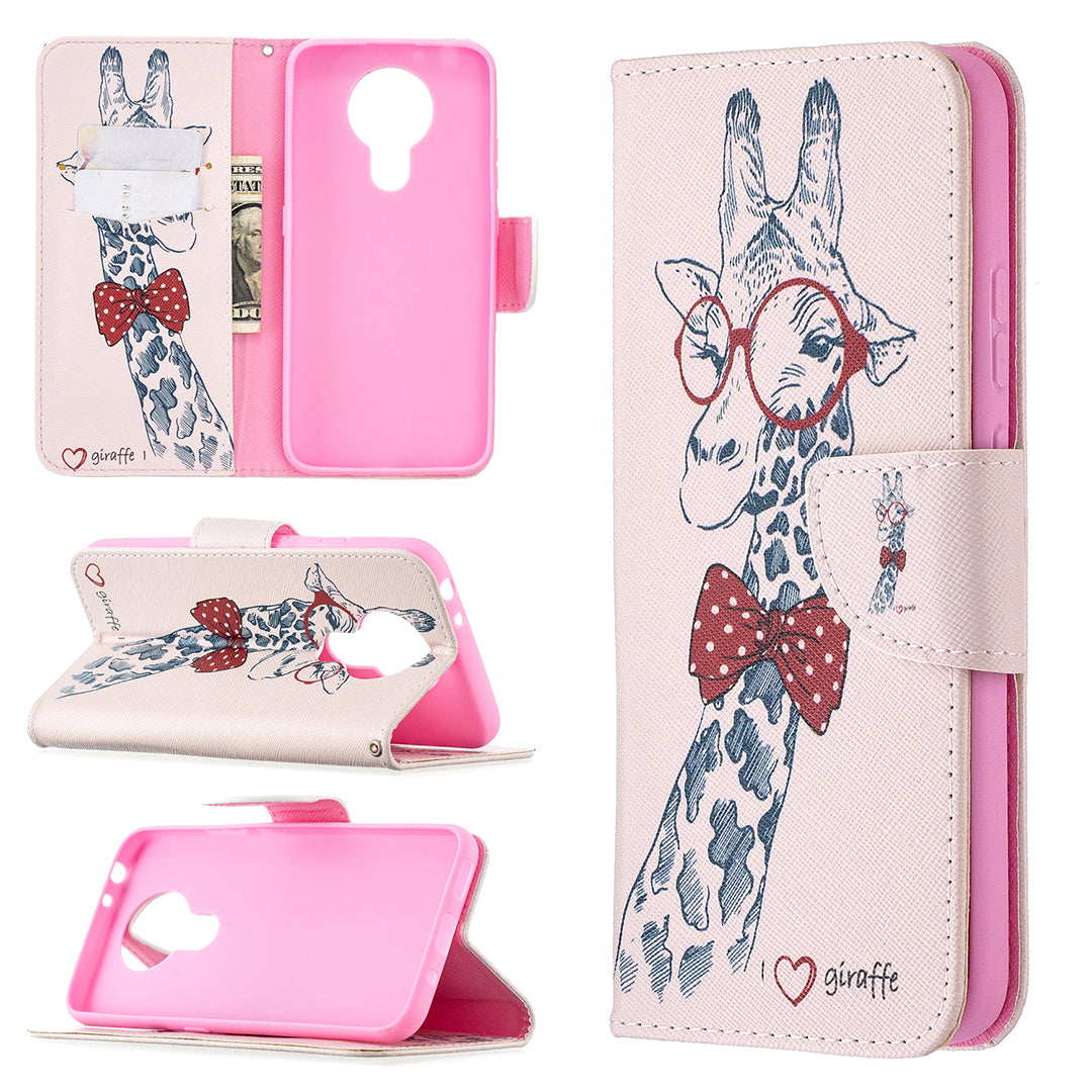 Pattern Printing Leather Wallet Protective Shell for Nokia 3.4