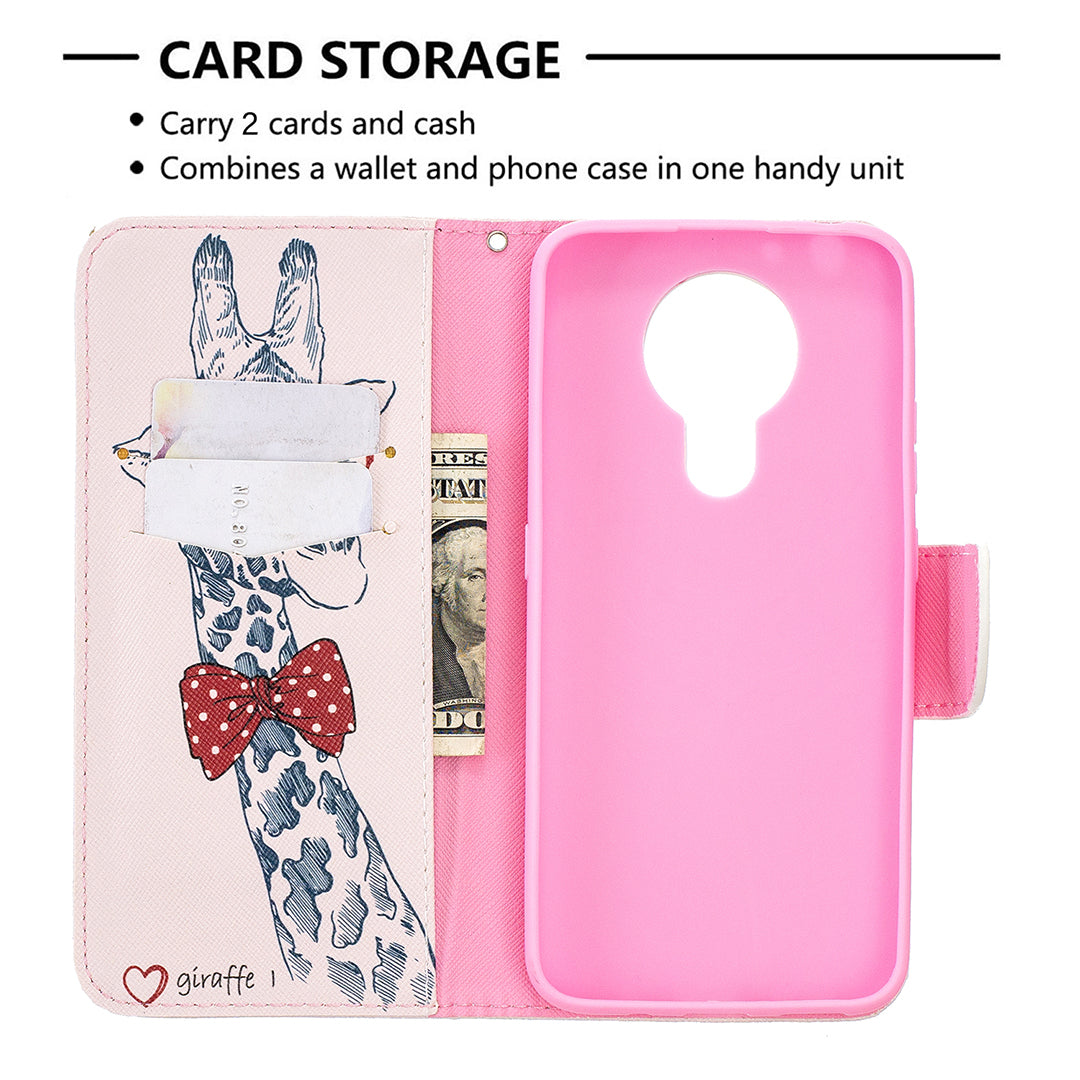 Pattern Printing Leather Wallet Protective Shell for Nokia 3.4