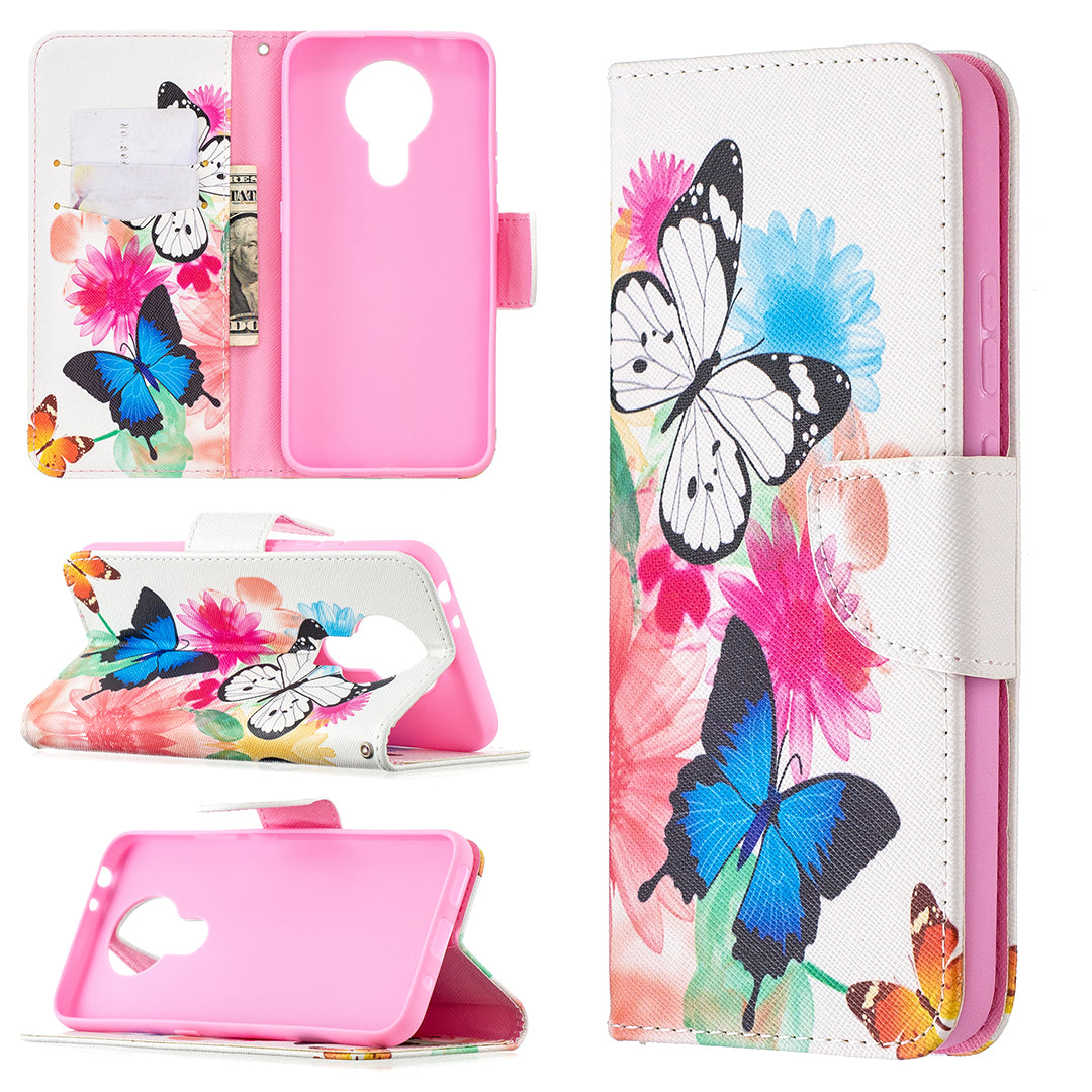 Pattern Printing Leather Wallet Protective Shell for Nokia 3.4