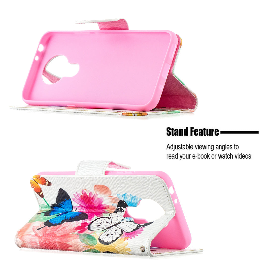 Pattern Printing Leather Wallet Protective Shell for Nokia 3.4