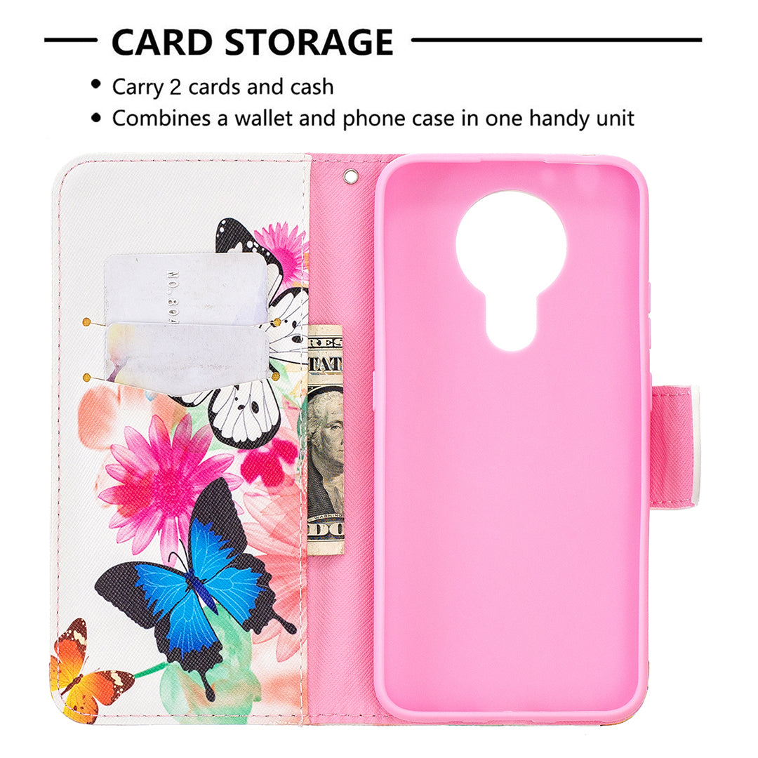 Pattern Printing Leather Wallet Protective Shell for Nokia 3.4