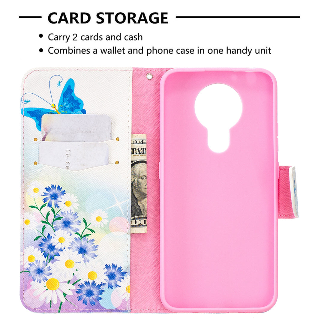Pattern Printing Leather Wallet Protective Shell for Nokia 3.4