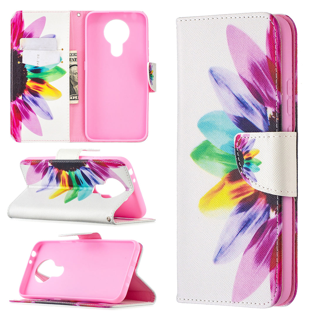 Pattern Printing Leather Wallet Protective Shell for Nokia 3.4