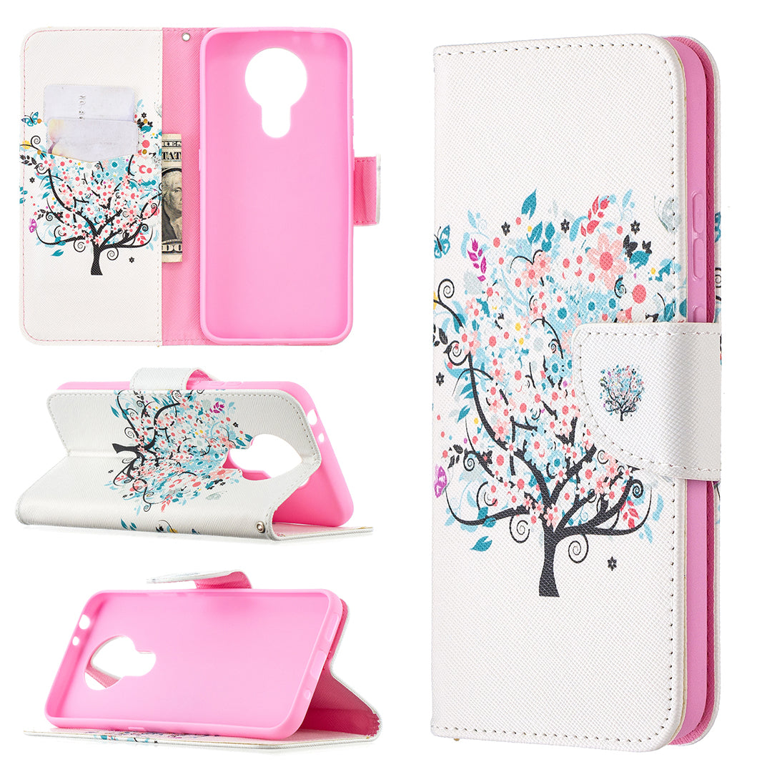 Pattern Printing Leather Wallet Protective Shell for Nokia 3.4