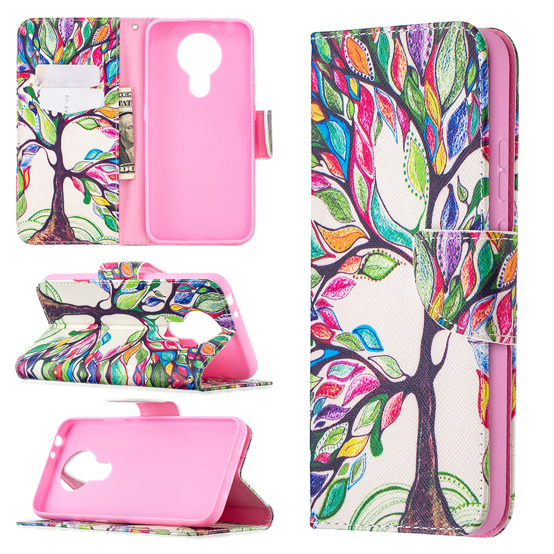 Pattern Printing Leather Wallet Protective Shell for Nokia 3.4