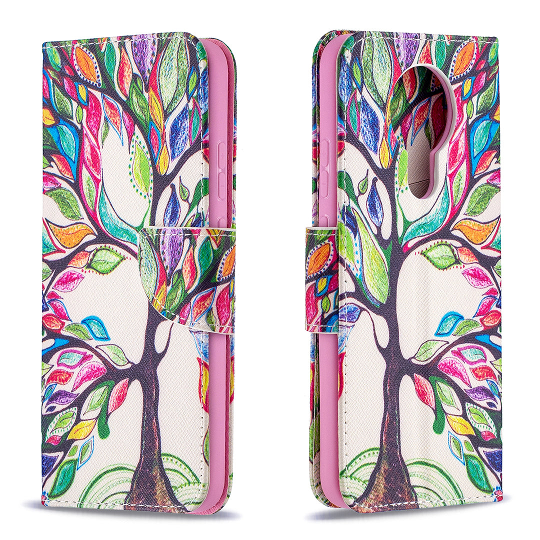 Pattern Printing Leather Wallet Protective Shell for Nokia 3.4