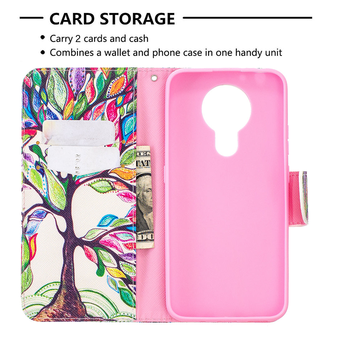 Pattern Printing Leather Wallet Protective Shell for Nokia 3.4