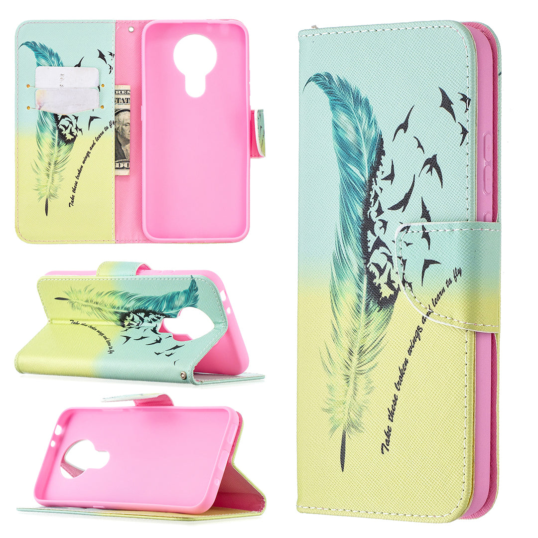 Pattern Printing Leather Wallet Protective Shell for Nokia 3.4