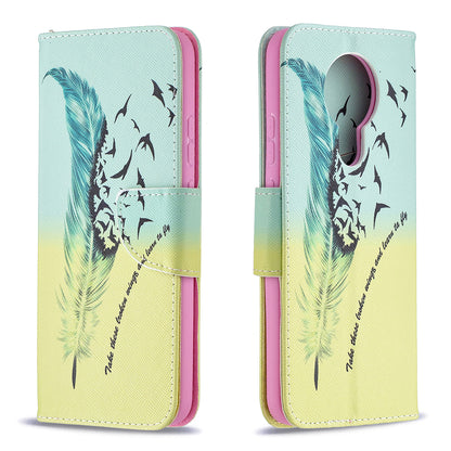 Pattern Printing Leather Wallet Protective Shell for Nokia 3.4