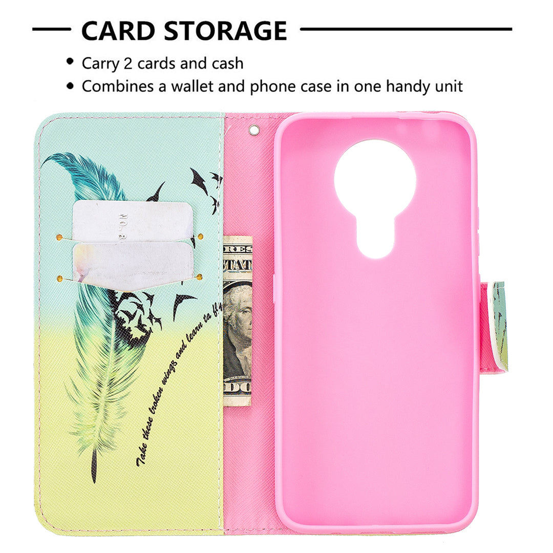 Pattern Printing Leather Wallet Protective Shell for Nokia 3.4