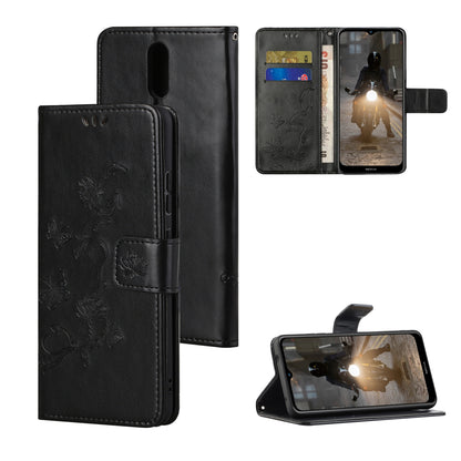 Imprint Butterfly Flower Wallet Leather Stand Cover Case for Nokia 2.4